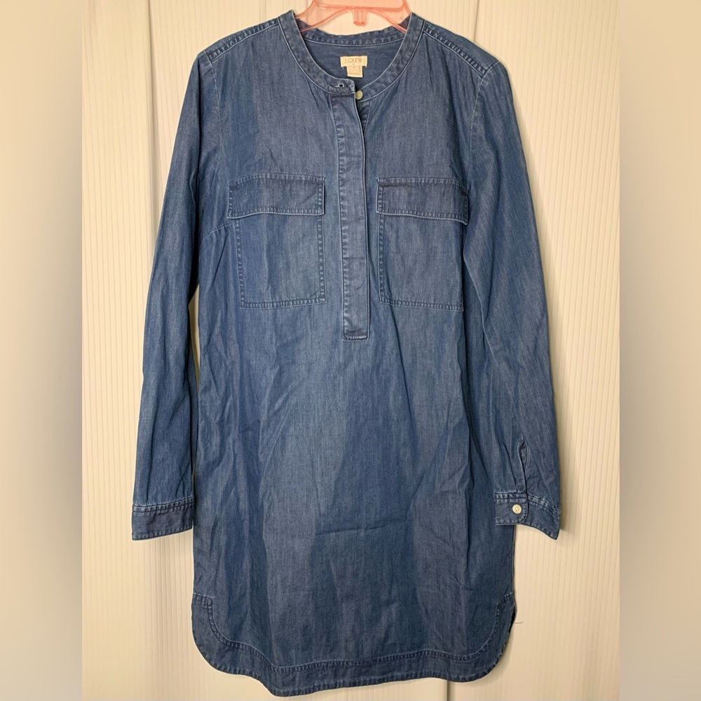 J. Crew Lightweight Denim Shirt Dress / Tunic Long Sleeve Size Small